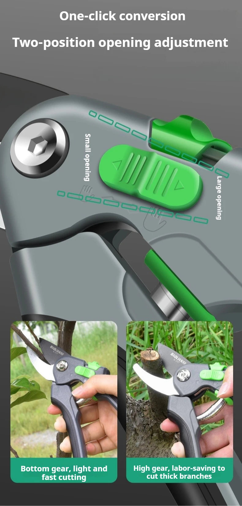 Gardening Branch Scissors Portable Pruning Shears Labor Saving Flower Fruit Tree Branches Trimming Tools Safety Lock Hand Pruner