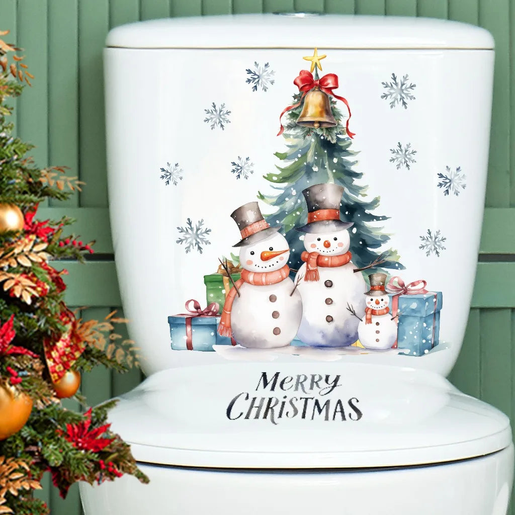 Cartoon Christmas Toilet Stickers Xmas Tree Snowman Santa Claus Stickers Merry Christmas Decor Noel Happy New Year 2026