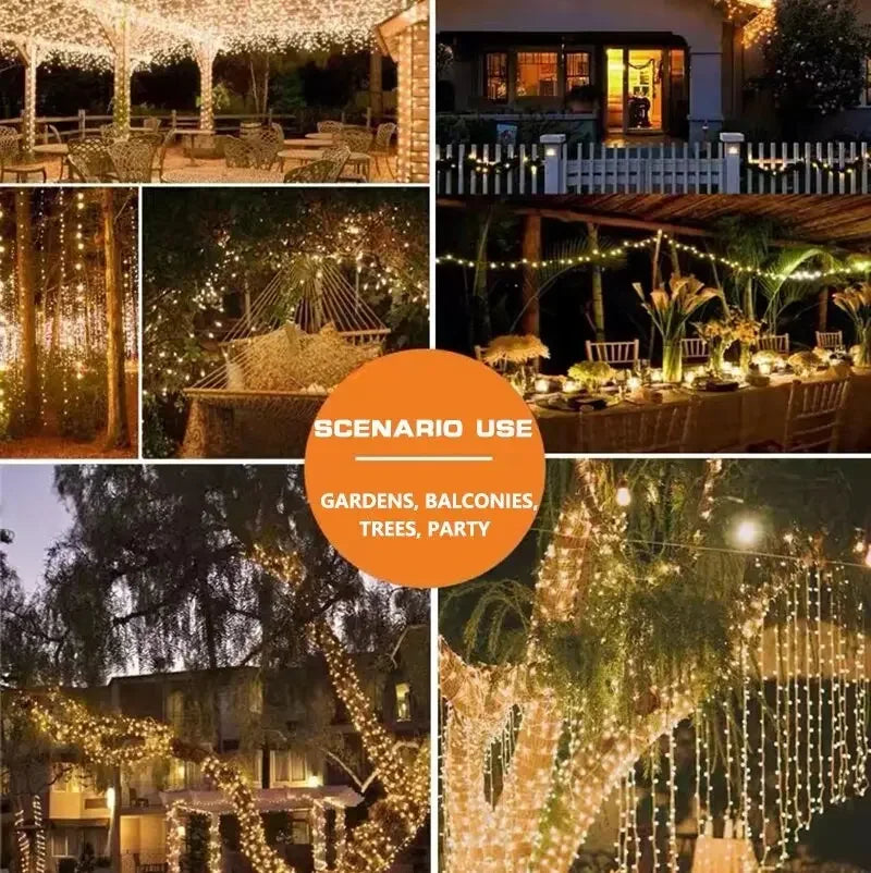 100LEDS Solar Fairy Lights 8Modes Copper Wire Xmas Lamps Waterproof Garden Tree Decoration