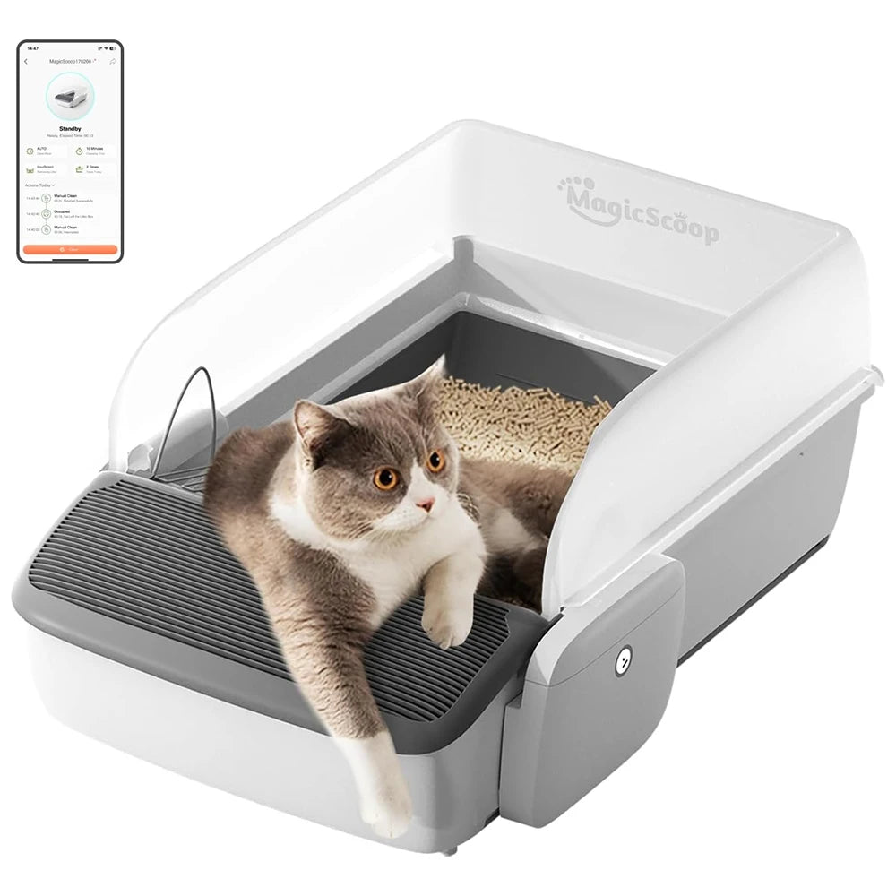 Automatic Smart Cat Litter Box Scooping Open Semi-enclosed Litter Tray Self-cleaning Cat Sandbox Cats Toilet Large Pet Supplies