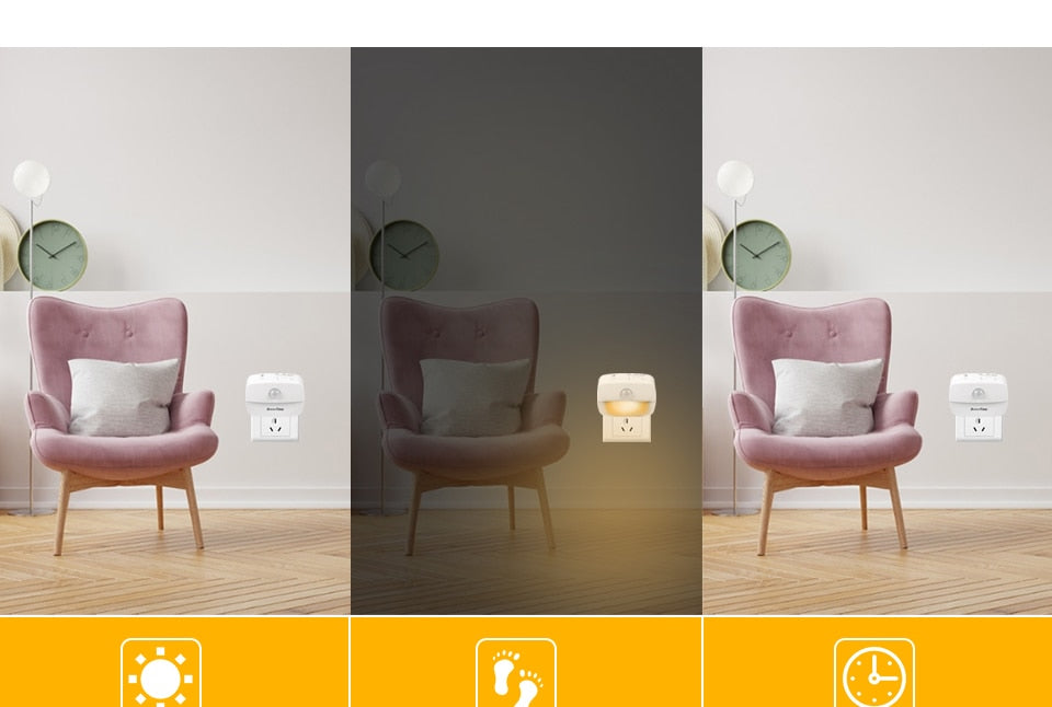 Mini LED Night Light PIR Motion Sensor Lamp 3 Modes Night Lamp Bedroom Bedside Lights EU Plug For Closet Corridor Bathroom