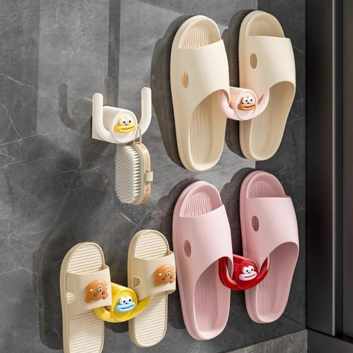 Bathroom Shelves Hanging Slippers Rack Cute Big Mouth No Drill Shoe Organizer Bathroom Wall Mount Multifunctional Storage Shelf