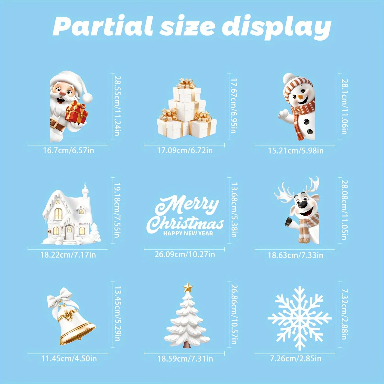 146-Piece Double-Sided Christmas Window Cling Set - Festive Reusable PVC Decorations with Santa, Snowman, Reindeer
