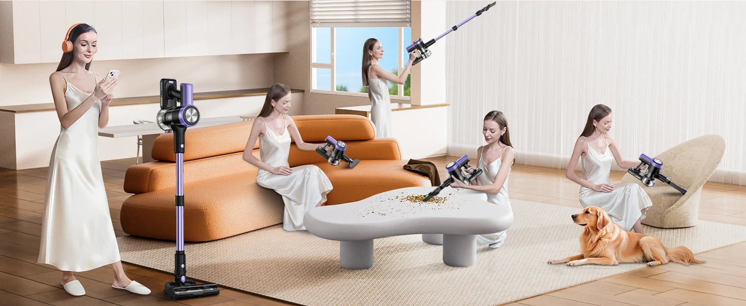 500W/46KPA Self-Standing Cordless Vacuum Cleaner,60 Mins Handheld Vacuum Cleaners,Smart LED Screen Vacuum for Carpet/Pet Hair