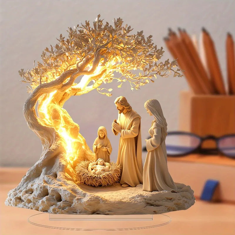 1PCS Acrylic Nativity Scene Desktop Decor - Christmas Home Decoration for Living Room Tabletop Acrylic signboard inserts