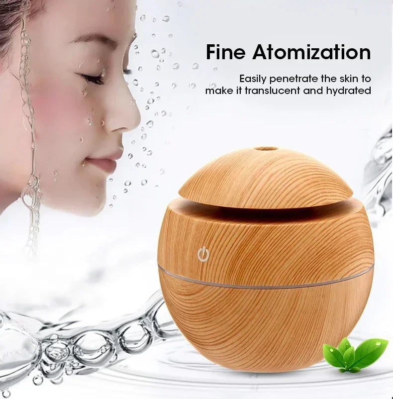 Mini Woodgrain Ultrasonic Humidifier USB Essential Oil Diffuser Portable Desktop Aromatherapy Air Humidifier for Home Office Use