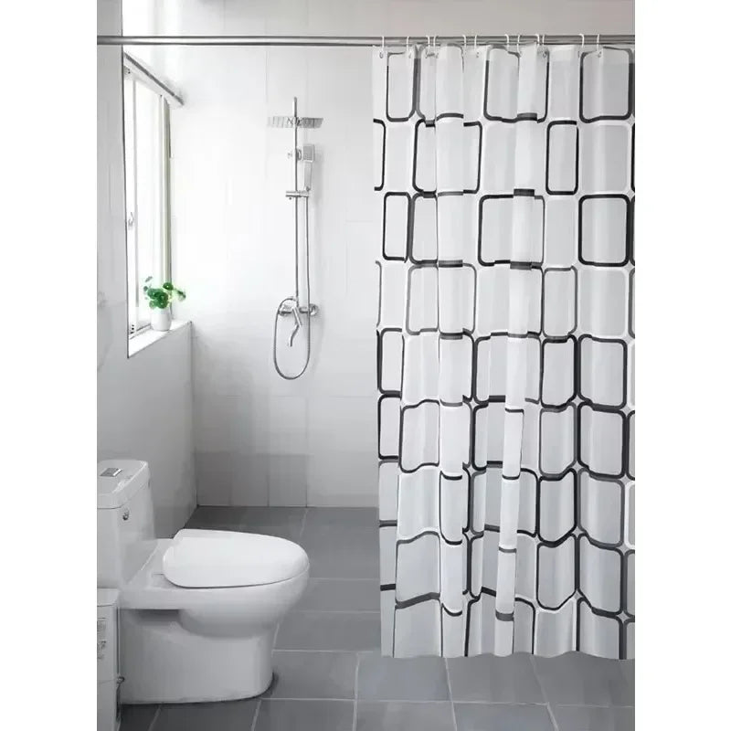 1PCS Bathroom Shower Curtains Waterproof Modern Geometric Plaid Pattern Household Decoration Translucent Good Quality