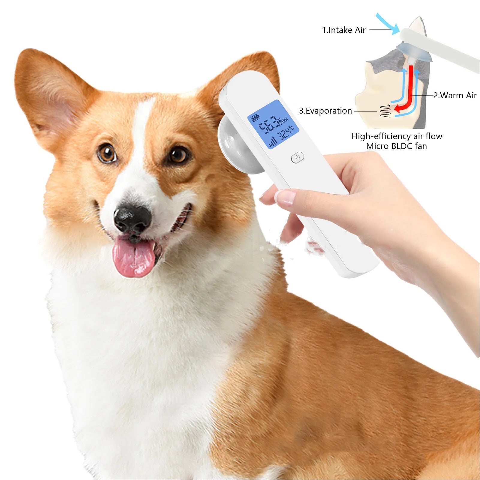 Cat Ear Dryer Pet Ear Dryer Pet Ear Dryer Quick Drying One Click Start Cats Dogs Ear Water Drying Device for Bathing Grooming