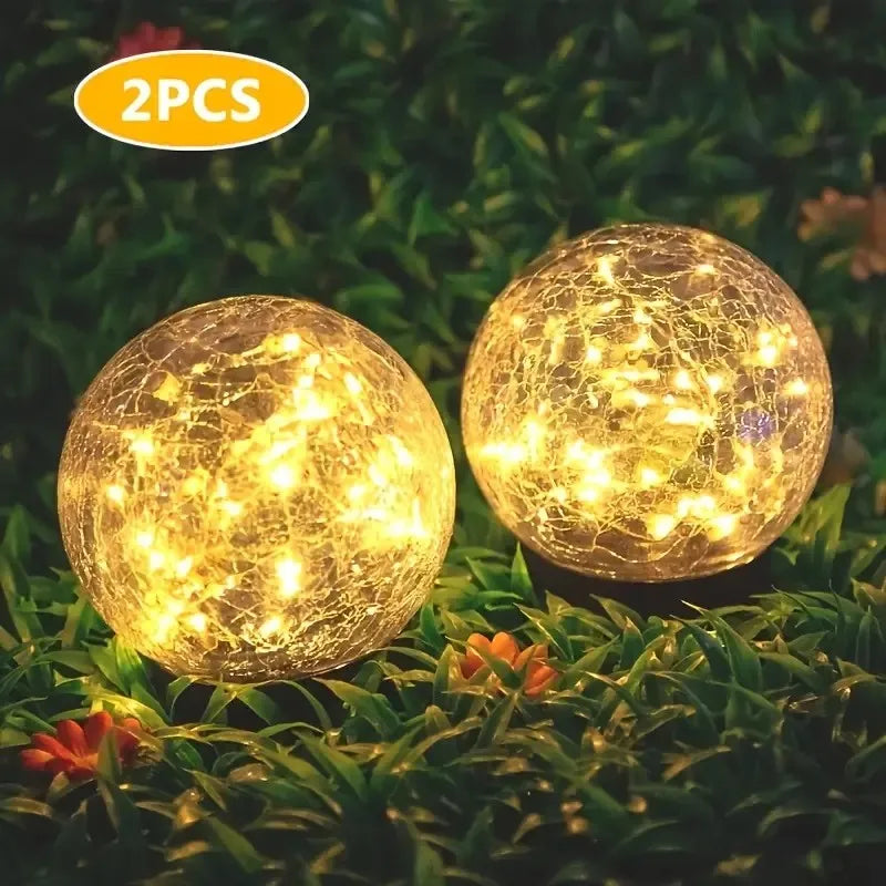 1-4 Packs Solar LED Light Cracked Glass Ball for Garden Outdoor Path for Patio and Yard Lawn Backyard Festival Decoration Lamp
