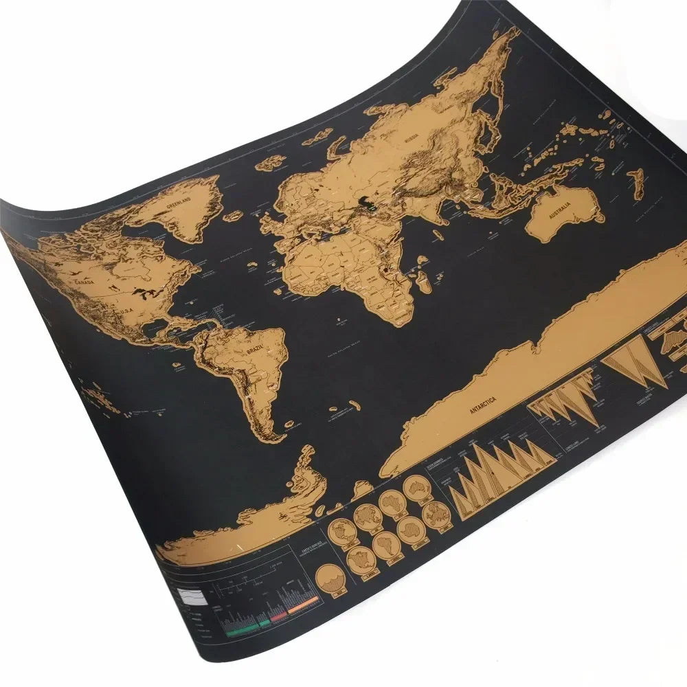 Deluxe Global Scratch Off Maps | Travel Maps To Track Travels Wall Maps For Room & Office Decor | Travel Journal Poster as Gifts