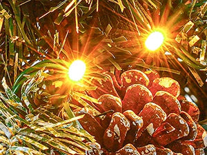 Homde Pencil Christmas Tree 5 Foot Pre-Lit Artificial Christmas Tree Flocked Snow Pine Cone 140 Warm White Light Holiday Decor