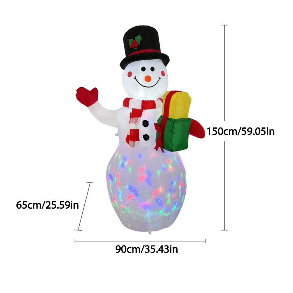 1.5M Christmas Inflatable Santa Claus And Snowman Built-in LED Lights Indoor And Outdoor Inflatable Party Garden Decoration