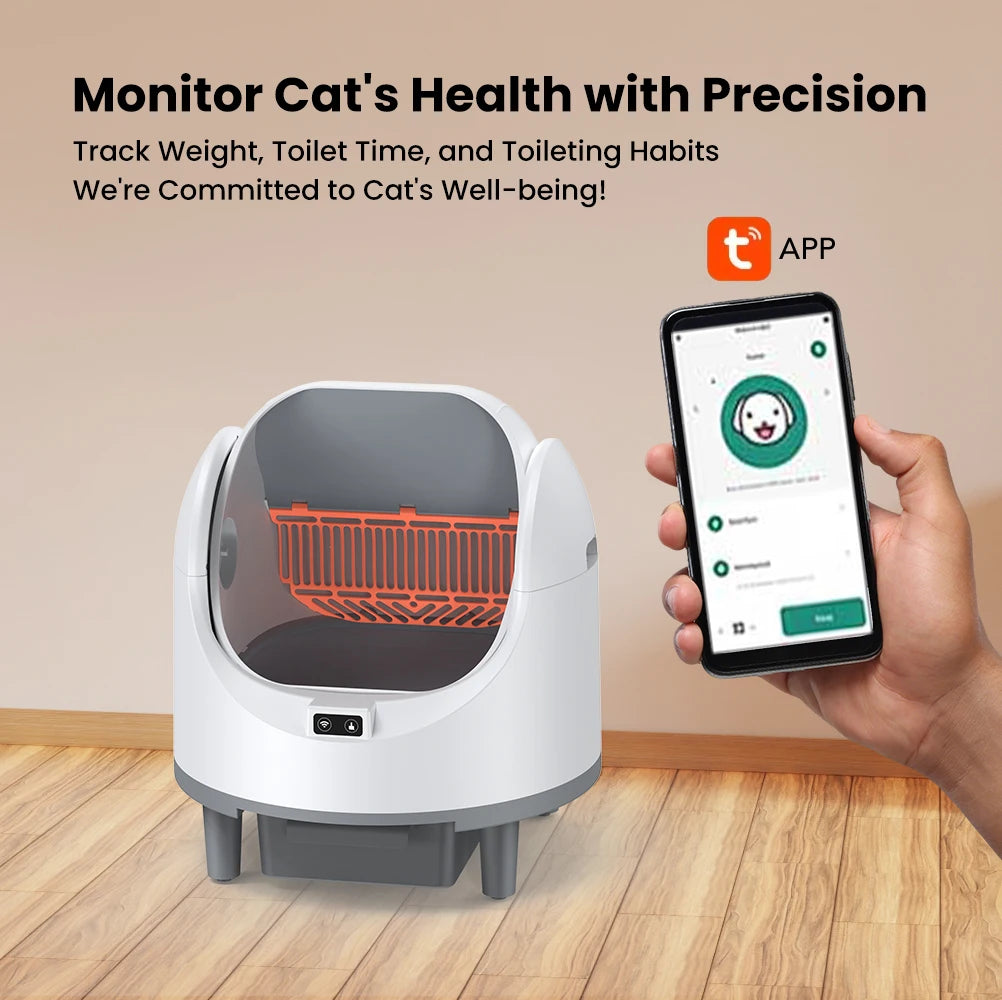 Smart Cat Litter Box, Self-Cleaning with Tuya App Control, 8L Large Capacity, Infrared Sensor Safety, Leak-Proof Design
