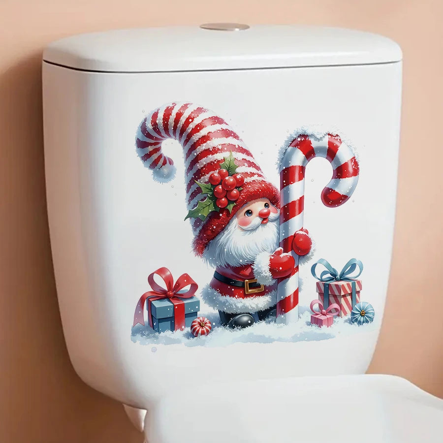 1pc Cartoon Christmas Toilet Stickers Removable PVC Bathroom Decoration For Bedrooms Living Rooms Bathrooms Toilet Lid Decals