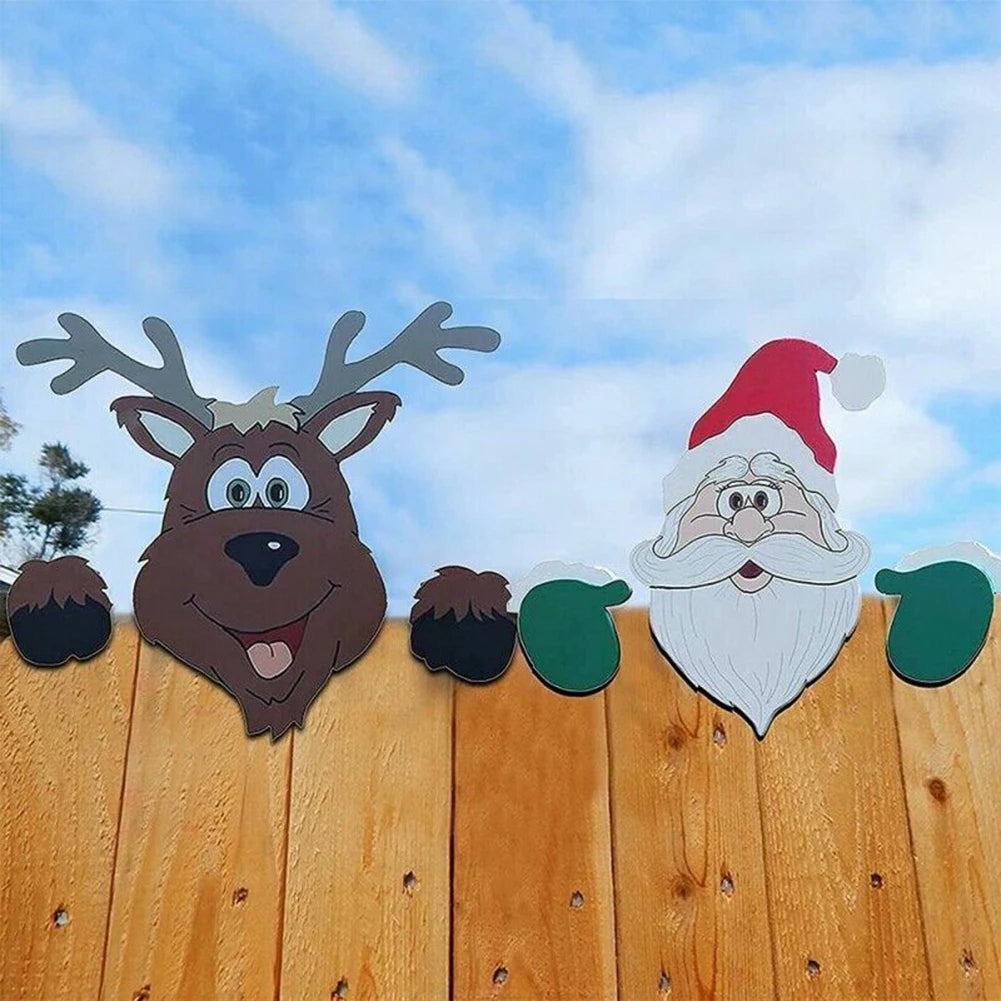 Christmas Outdoor Fence Art Sign Ornament Versatile Peeking Garden Yard Decorations Cute for Garden Yard Patio Decor