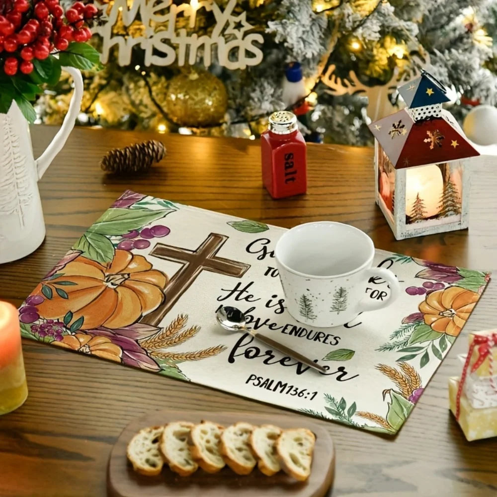 1pc, Mode Pumpkin Leaves Grapes Wheat Thanksgiving Table Runner, Seasonal Autumn Kitchen Dining Table Decoration