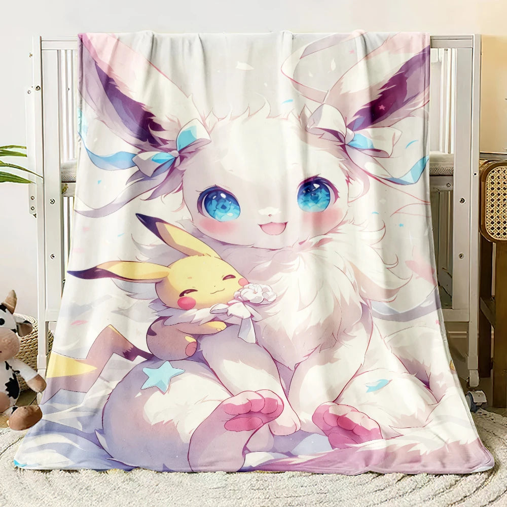 Pok É Mon Themed Printed Flannel Blanket for Bedrooms, Living Rooms, Sofas Blankets, Offices, Lunch Breaks, Picnics, Etc