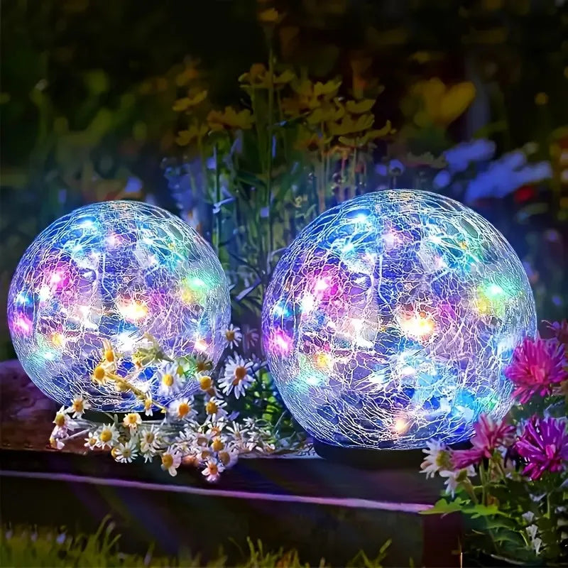 1-4 Packs Solar LED Light Cracked Glass Ball for Garden Outdoor Path for Patio and Yard Lawn Backyard Festival Decoration Lamp
