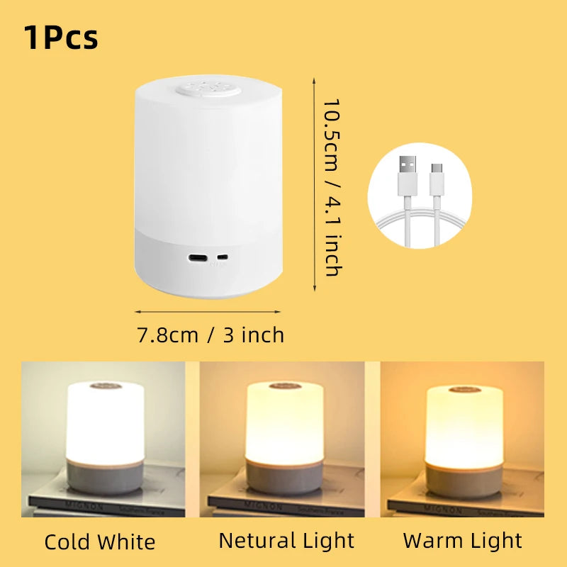 Kids Night Light Led Touch Sensor Light Stepless Dimmable Beside Lamp USB Charging Table Lamp Baby Night Lamp for The Bedroom